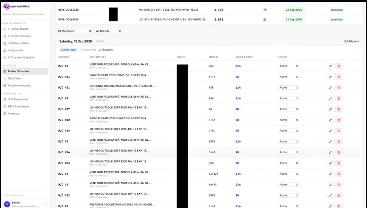 Machine Bank Scheduler screenshot